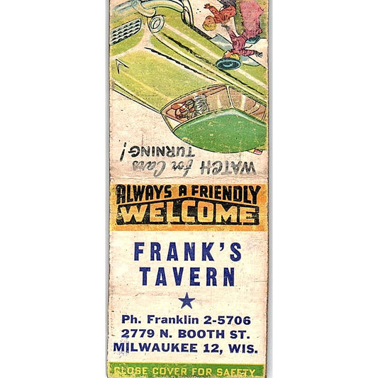Frank's Tavern Milwaukee WI Vintage Matchbook Cover SC7-Y5