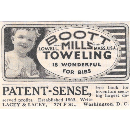 Boott Mills Toweling Lowell MA 1928 Original Magazine Advertisement AE5-SE