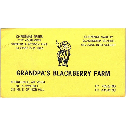Grandpa's Blackberry Farm Springdale AR Vintage Business Card SD9-B9