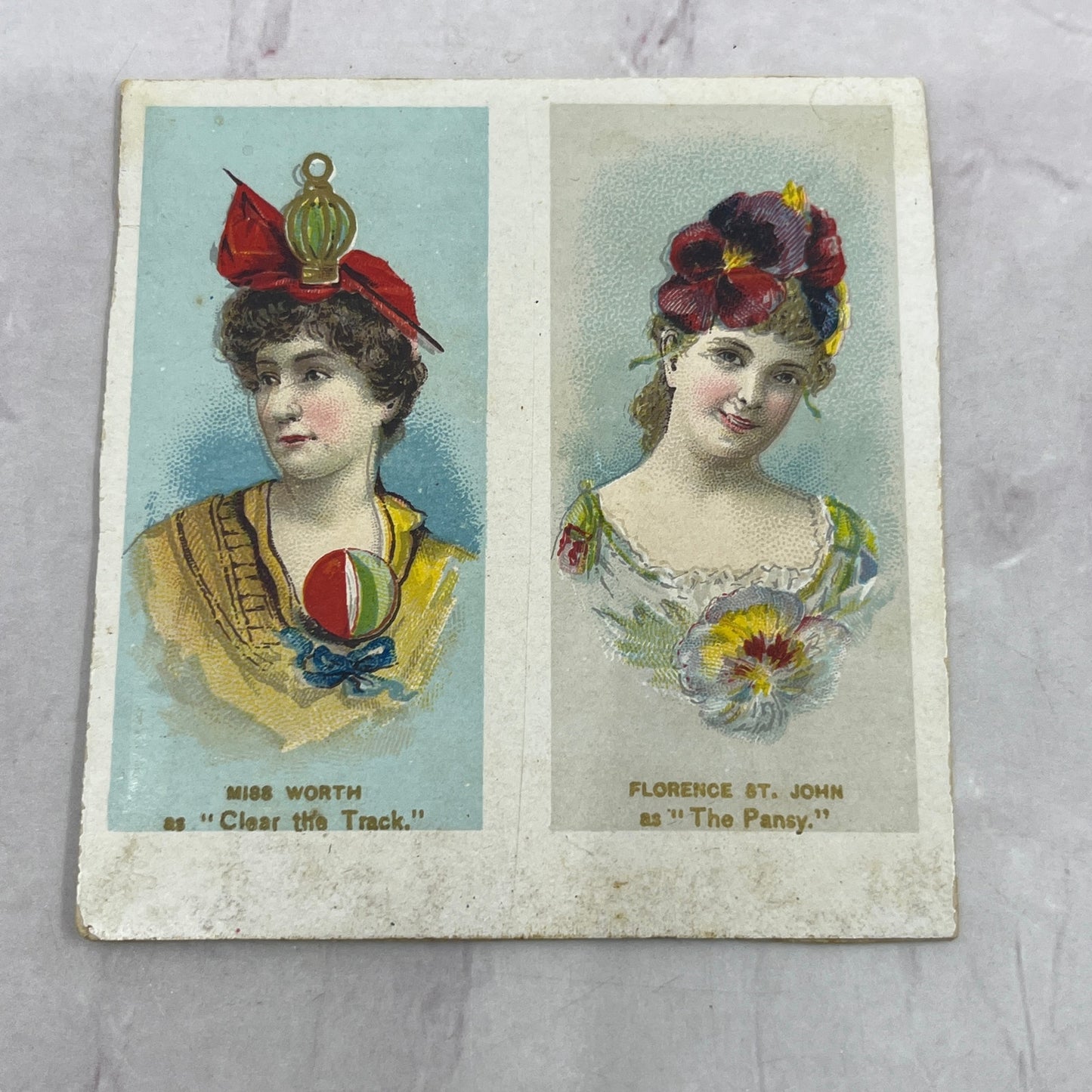 1880s Card Miss Worth Clear the Track, Florence St. John as The Pansy TB8-OD