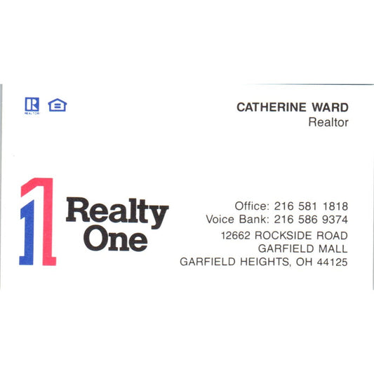 Catherine Ward Realty One Garfield Heights OH Vintage Business Card SD8-B2