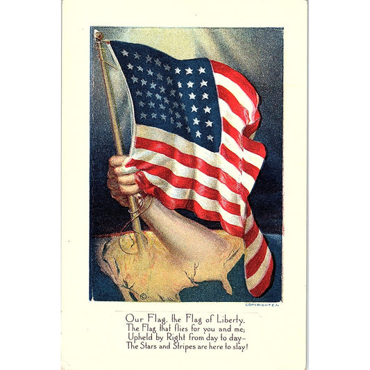 American Flag - Our Flag, The Flag of Liberty Poem Antique Postcard PE1