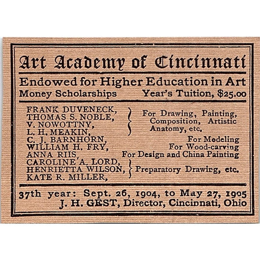 Art Academy of Cincinnati J.H. Gest - 1904 Ad AF4-6