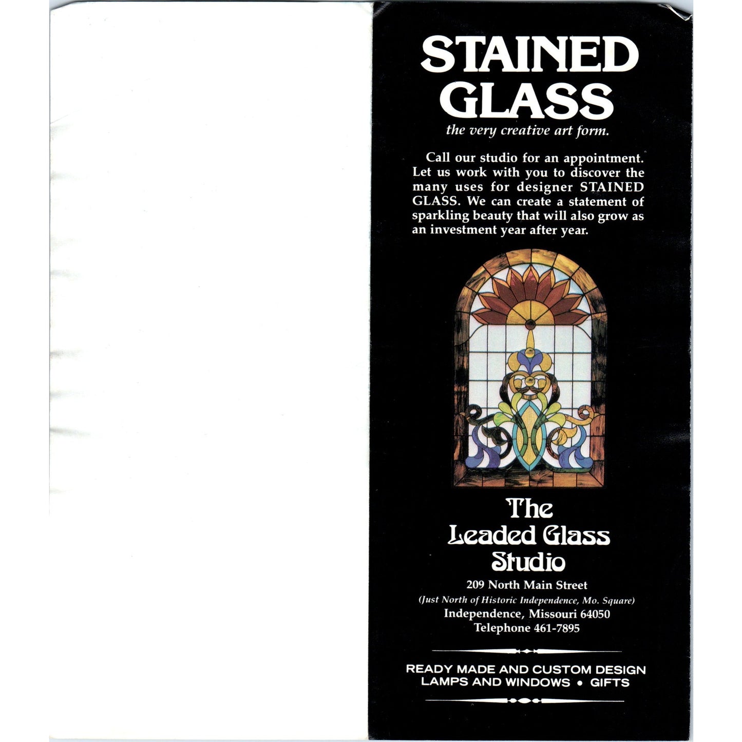 Vtg The Leaded Glass Studio Stained Glass Independence Travel Brochure TH2-O2