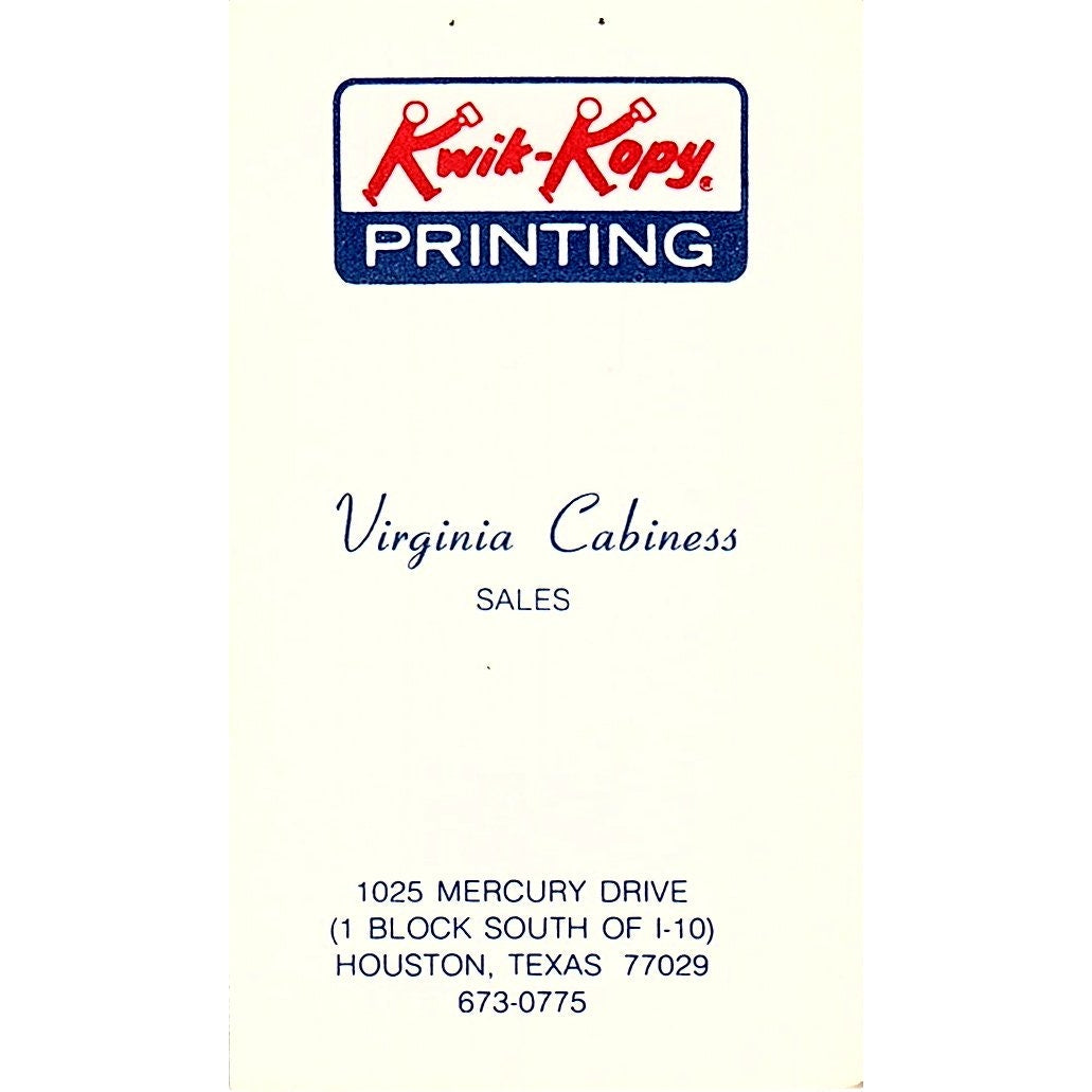 Kwik-Kopy Printing Virginia Cabiness Houston Vintage Business Card SD9-B13