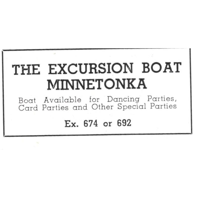 The Excursion Boat Lake Minnetonka MN 1940 Magazine Ad AF1-SS5