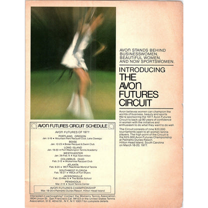 Introducing The Avon Futures Circuit Women Tennis Players 1977 Ad AF3-5