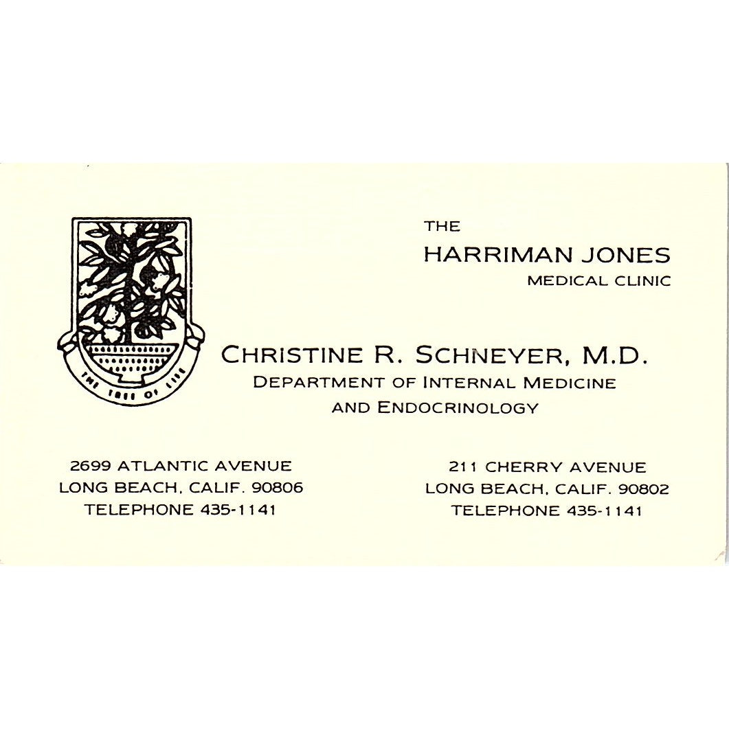Christine R. Schneyer Harriman Jones Long Beach CA Vintage Business Card SF3-B9
