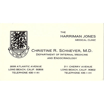 Christine R. Schneyer Harriman Jones Long Beach CA Vintage Business Card SF3-B9