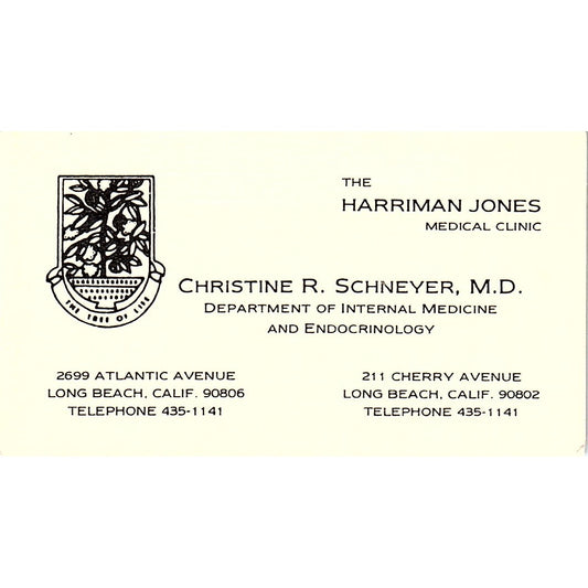 Christine R. Schneyer Harriman Jones Long Beach CA Vintage Business Card SF3-B9