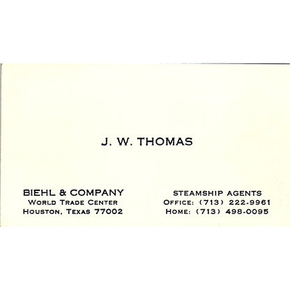 Biehl & Company J.W. Thomas Houston Texas Vintage Business Card SB4-B11