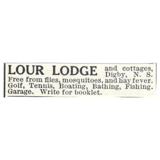 Lour Lodge and Cottages Digby NS c1918 Original Advertisement AE5-SV6