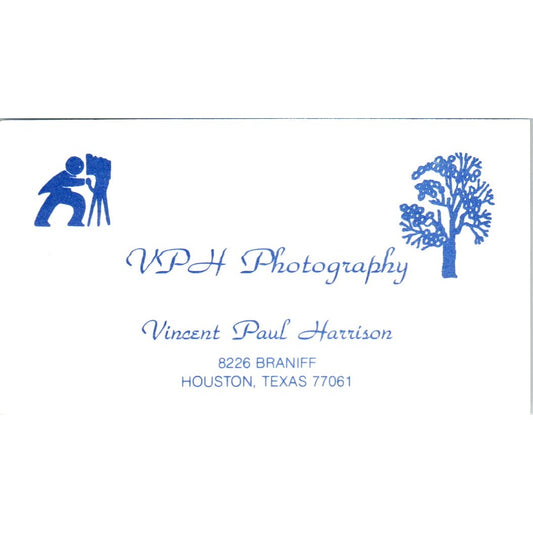 VPH Photography Vincent Paul Harrison Houston TX Vintage Business Card SD8-B17