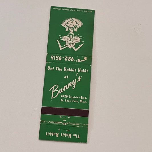 Get The Rabbit Hat at Bunny's St. Louis Park MN Vintage Matchbook TB6-MB2-2