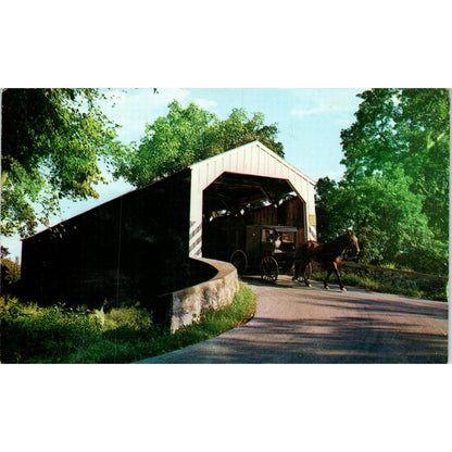 Fry's Mill Bridge PA Dutch Country Vintage Covered Bridge Postcard PD1