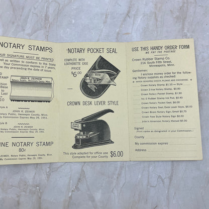 c1950 Crown Rubber Stamp Co Rotary Supplies Leaflet Minneapolis MN TI8-S6