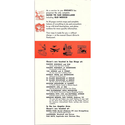 c1950 Oscar's Drive-In San Diego-Land Promo Leaflet AF9-2