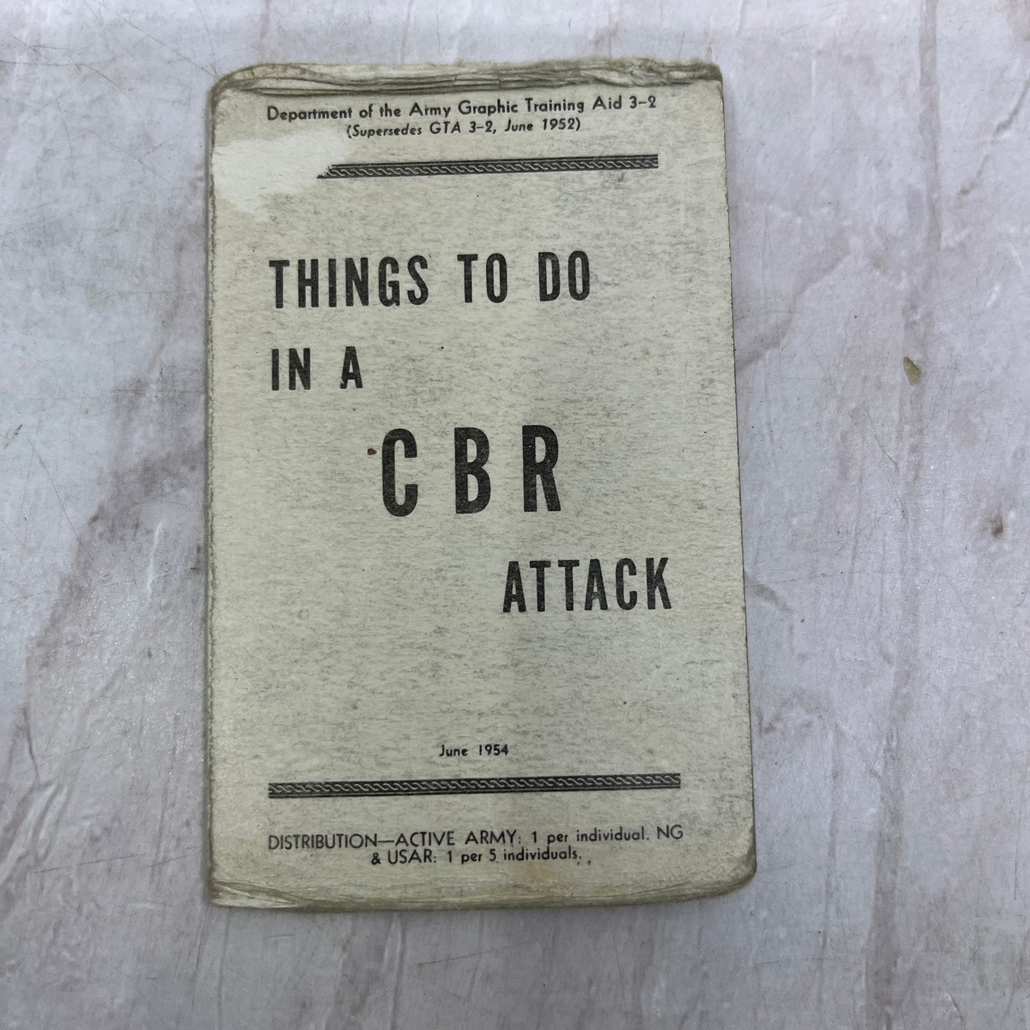 1954 Things To Do In a CBR Attack Dept. Of Army Pocket Card AF1-NES5