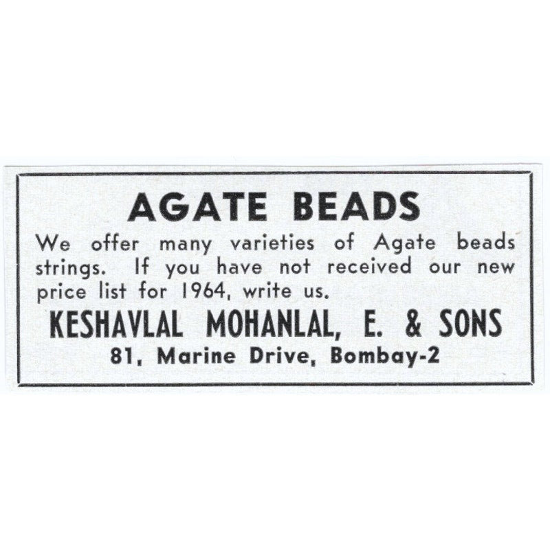 Keshavlal Mohanlal, E. & Sons Agate Beads Bombay India 1964 Magazine Ad AB6-S5