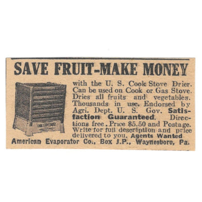 American Evaporator Co US Cook Stove Drier Waynesboro PA 1922 Magazine Ad AF2-T7