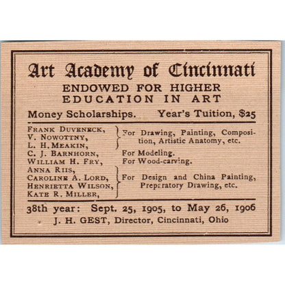 Art Academy of Cincinnati J.H. Gest 1906 Victorian Ad AB8-MA4