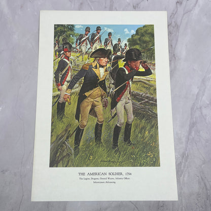 1794 Legion Dragoon, General Wayne, Infantrymen Advancing c1965 Art Print V14-4