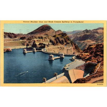 1952 Hoover Dam and Black Canyon Spillway Vintage Postcard PD9