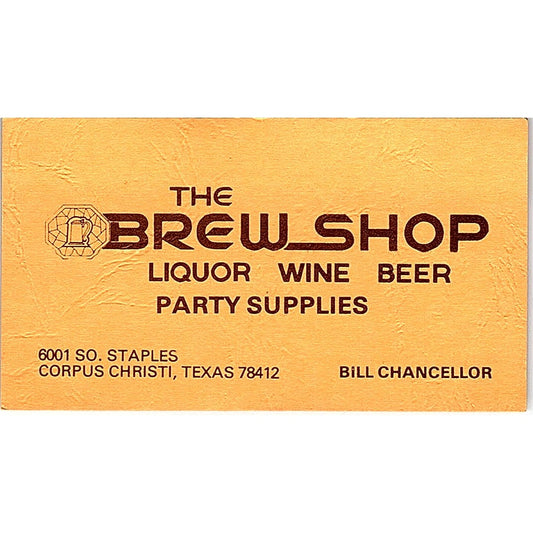 The Brew Shop Bill Chancellor Corpus Christi Vintage Business Card SD9-B5