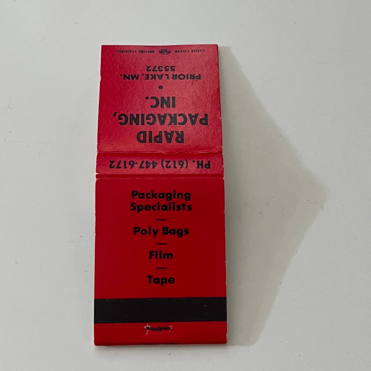 Rapid Packaging Inc Prior Lake Minnesota Vintage Matchbook SC4-R7