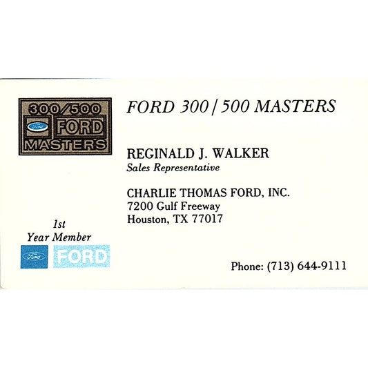 Charlie Thomas Ford Reginald J. Walker Houston TX Vintage Business Card SF3-B2
