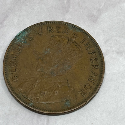 1935 South Africa Under UK King George V Vintage Old Bronze Penny Coin SE2