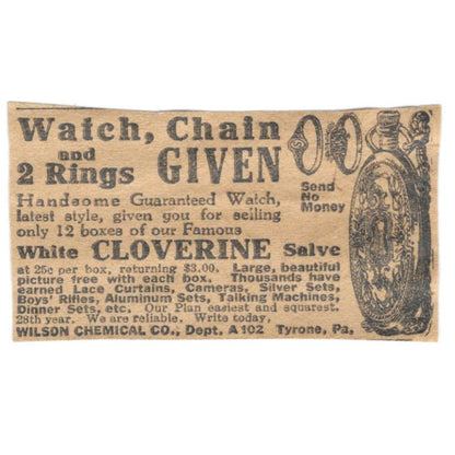 Wilson Chemical Co Tyrone PA White Cloverine Salve 1923 Magazine Ad Clip AE1-6