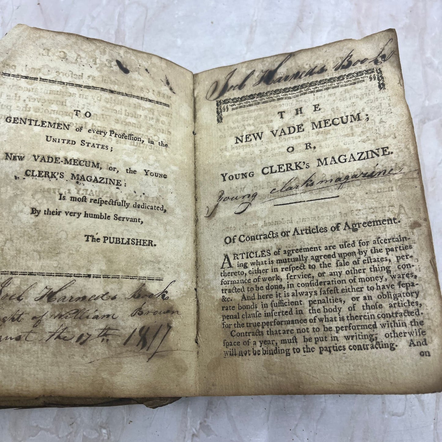 1794 The New Vade Mecum Young Clerk's Magazine Law Book Thomas Spencer TG8-B6