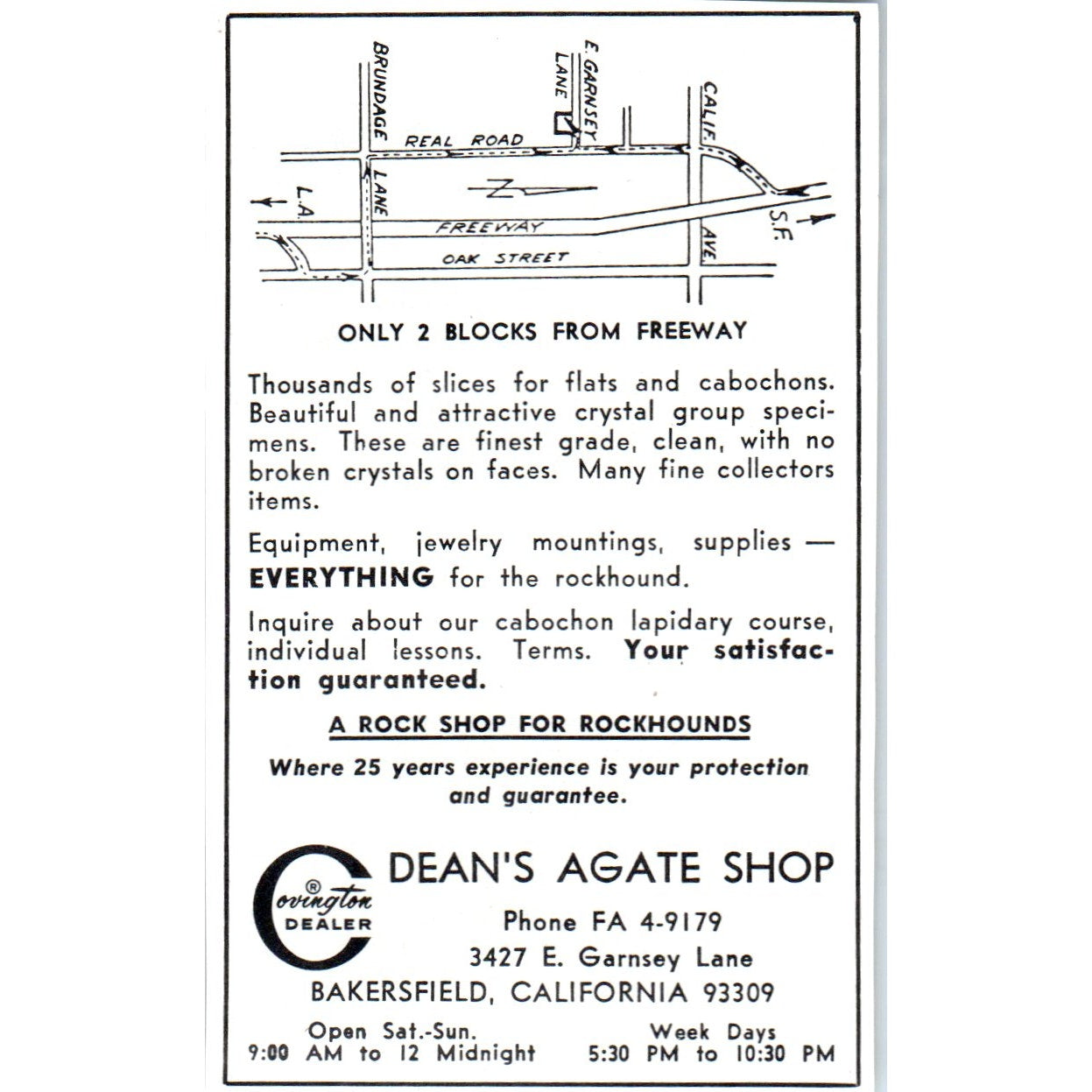 Dean's Agate Shop Bakersfield California 1964 Magazine Ad AB6-M2