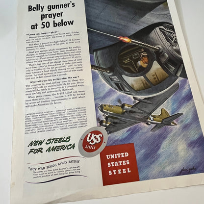 United States Steel - New Steel for America 1943 WWII Ad SV1-6