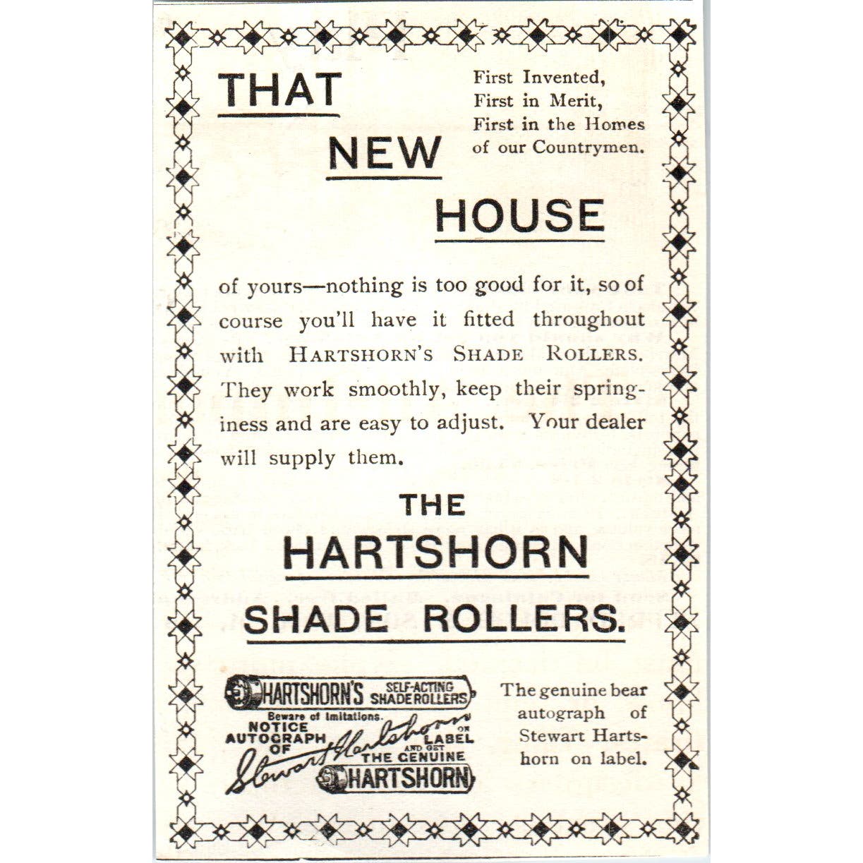 Stewart Hartshorn Shade Rollers c1905 Original Magazine Advertisement AE7-A1