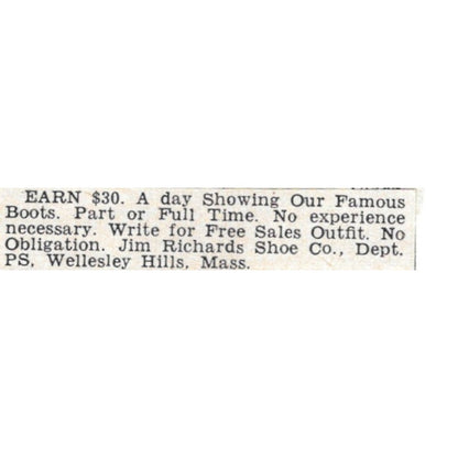 Jim Richards Shoe Co Wellesley Hills MA 1955 Ad AG1-S3