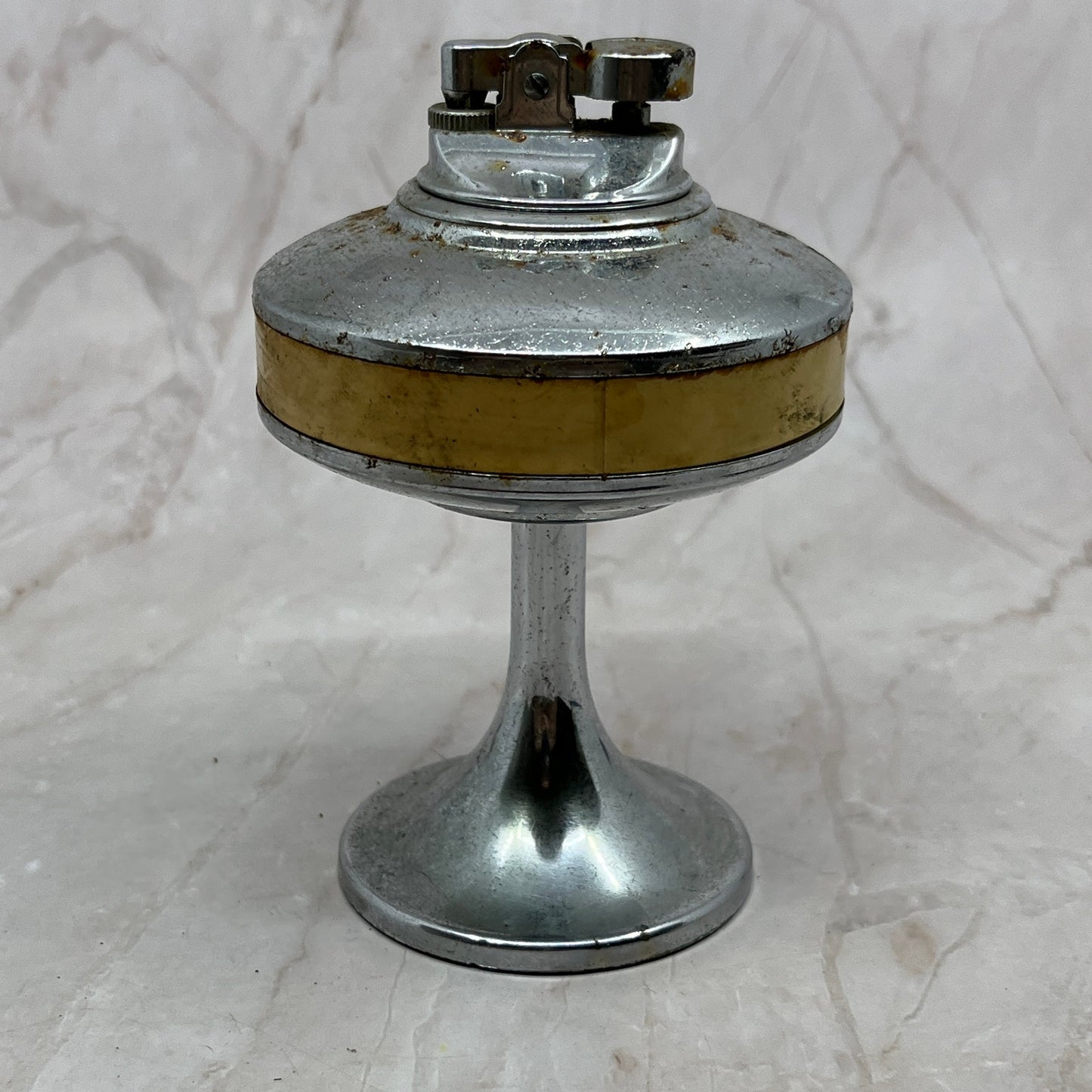 Vintage Maltese Chrome Atomic UFO Large Table Lighter TL11