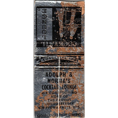 Adolph & Normas Lounge Loungeberger Chippewa Falls WI Vtg Matchbook Cover SF3-Y9