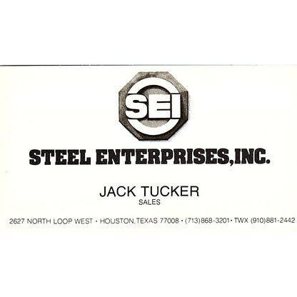 Jack Tucker Steel Enterprises SEI Houston Vintage Business Card SC9-B12