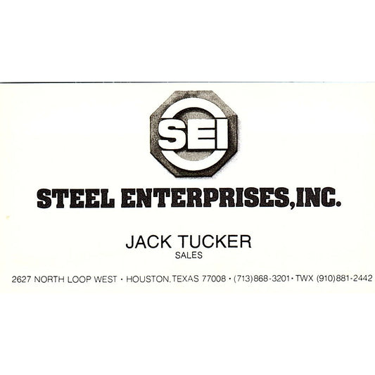 Jack Tucker Steel Enterprises SEI Houston Vintage Business Card SC9-B12
