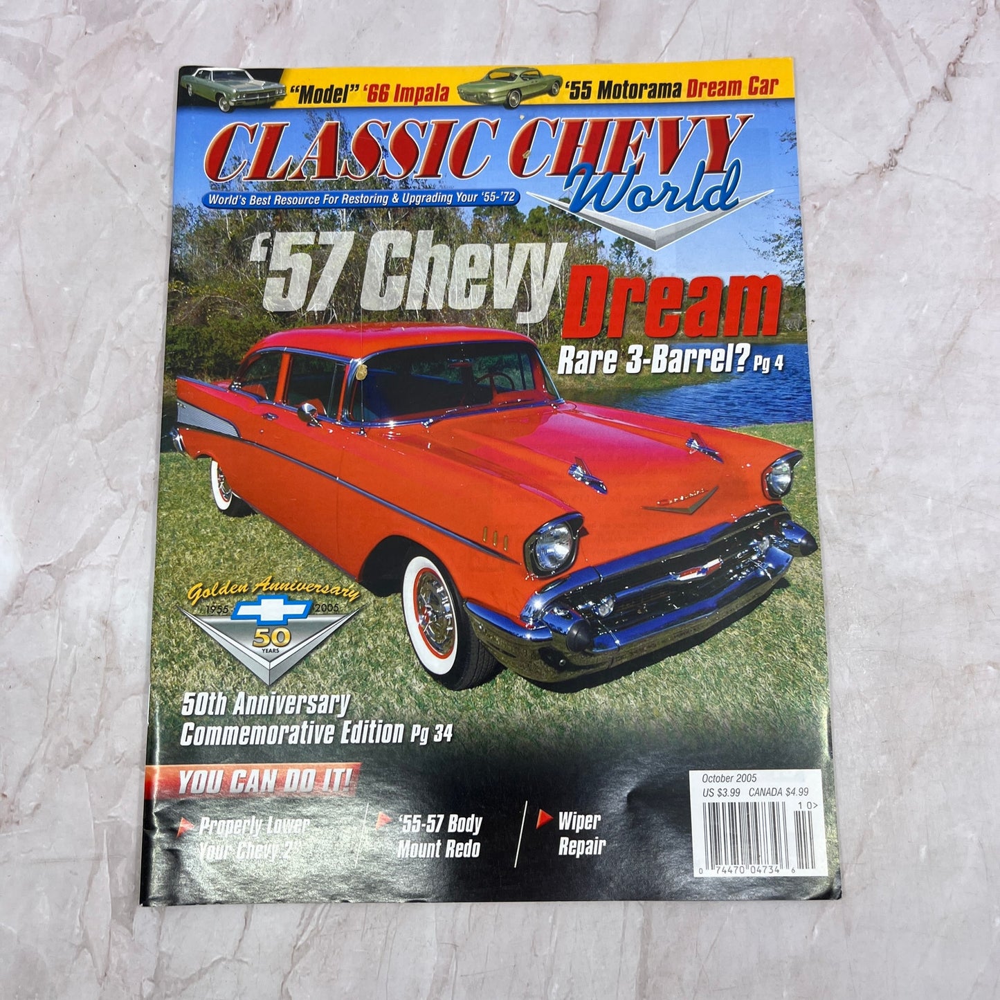 Red '57 Chevy Convertible 3 Barrel - Classic Chevy World Magazine - Oct 2005 M29