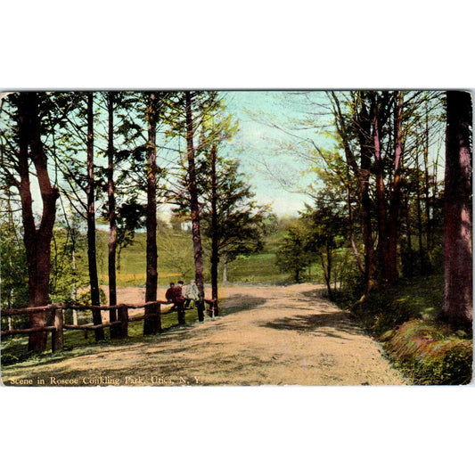 Scene in Roscoe Conkling Park Utica NY Antique Unused Postcard PC7