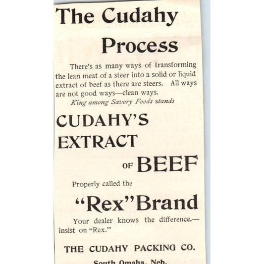 Cudahy's Extract of Beef Rex Brand South Omaha NE 1893 Judge Magazine Ad AB9-J