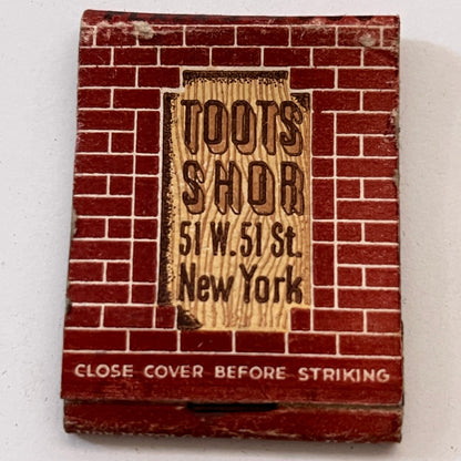 Toots Shor 51 W. 51 St New York Vintage Matchbook Cover TB8-MB3-9