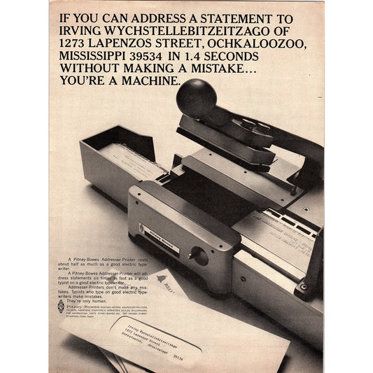 Pitney-Bowes Addresser-Printer Stamford CT 1967 Ad AG1-16
