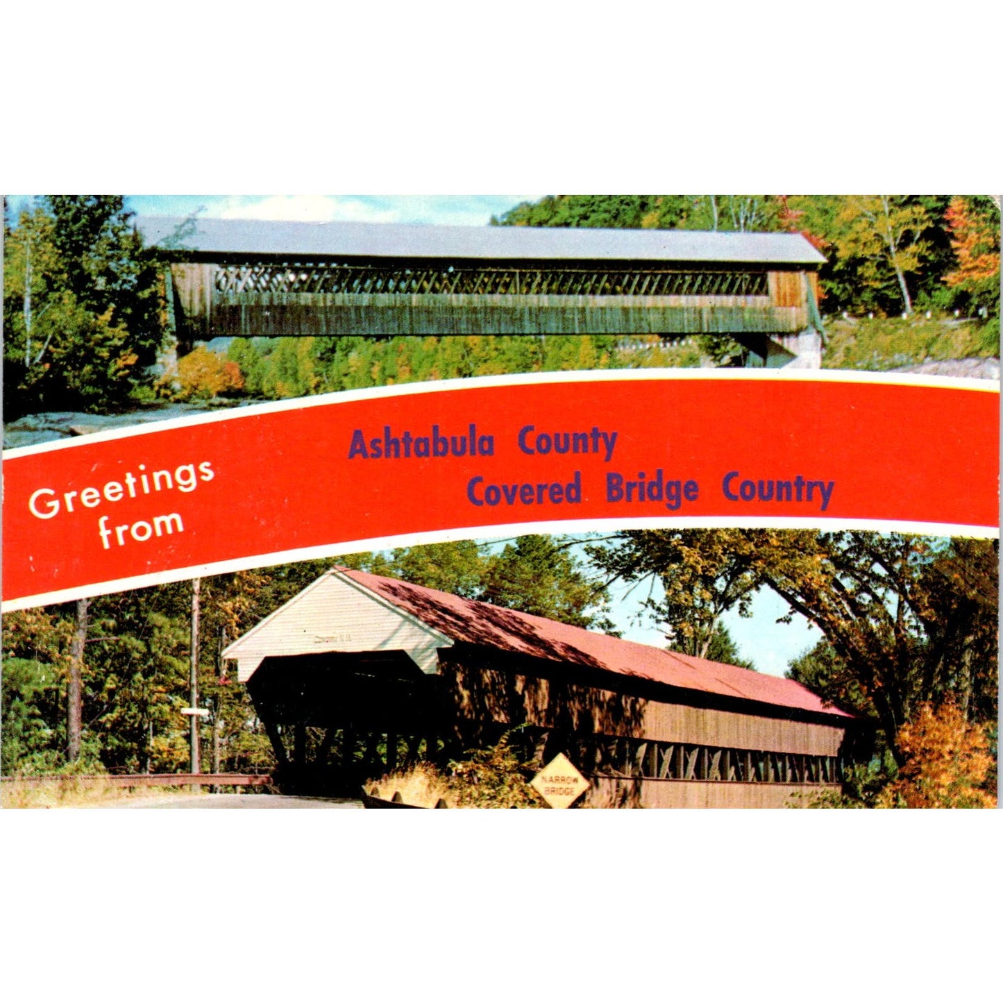 Ashtabula County Vintage Covered Bridge Postcard PC17