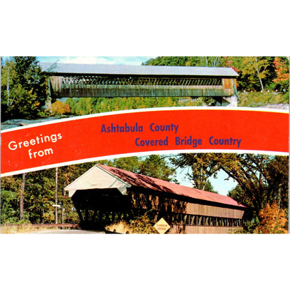 Ashtabula County Vintage Covered Bridge Postcard PC17