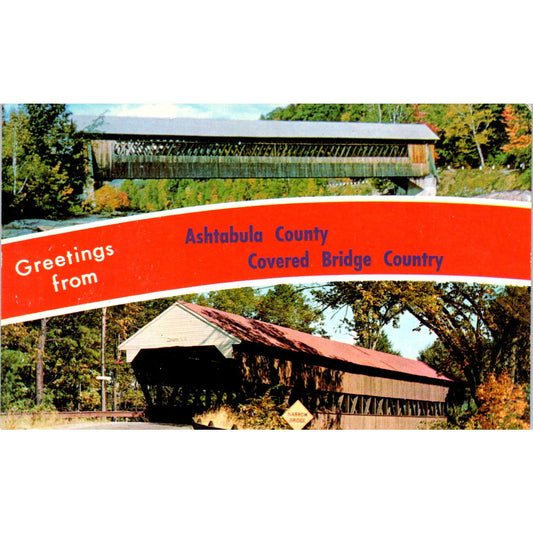 Ashtabula County Vintage Covered Bridge Postcard PC17