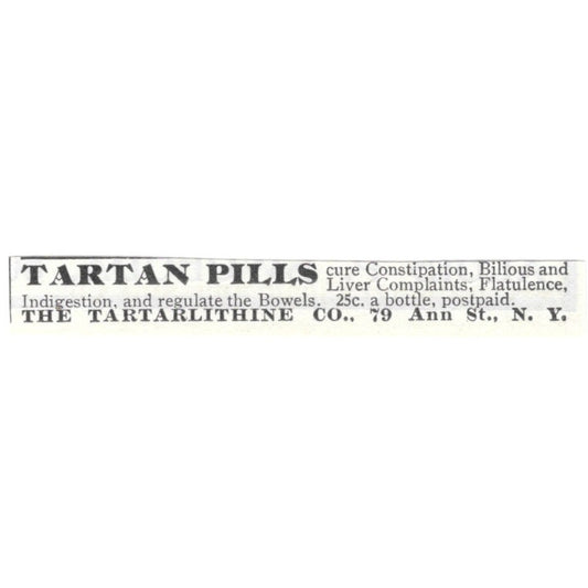 The Tartarlithine Co Tartan Pills NY 1903 Magazine Ad AF7-SS5